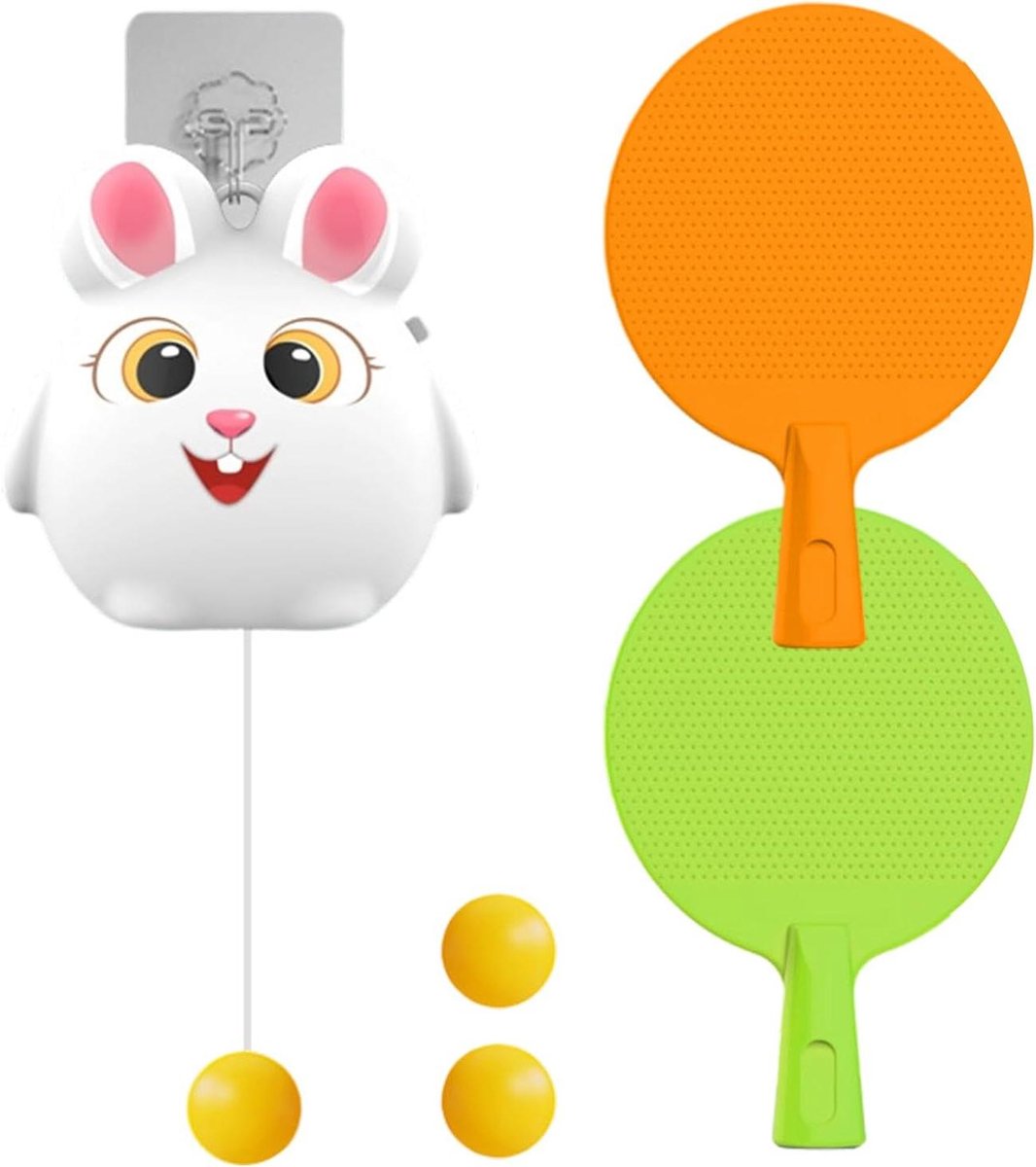 Deurtafeltennis Set - Draagbaar Pongspel - Interactief Sporten - Verstelbare Hoogte - 18.2 x 12.6 x 8.4 cm - Konijn