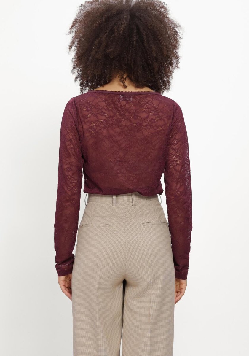 Catwalk Junkie Lace Long Sleeve Tops & T-shirts Dames - Shirt - Bordeaux - Maat 34