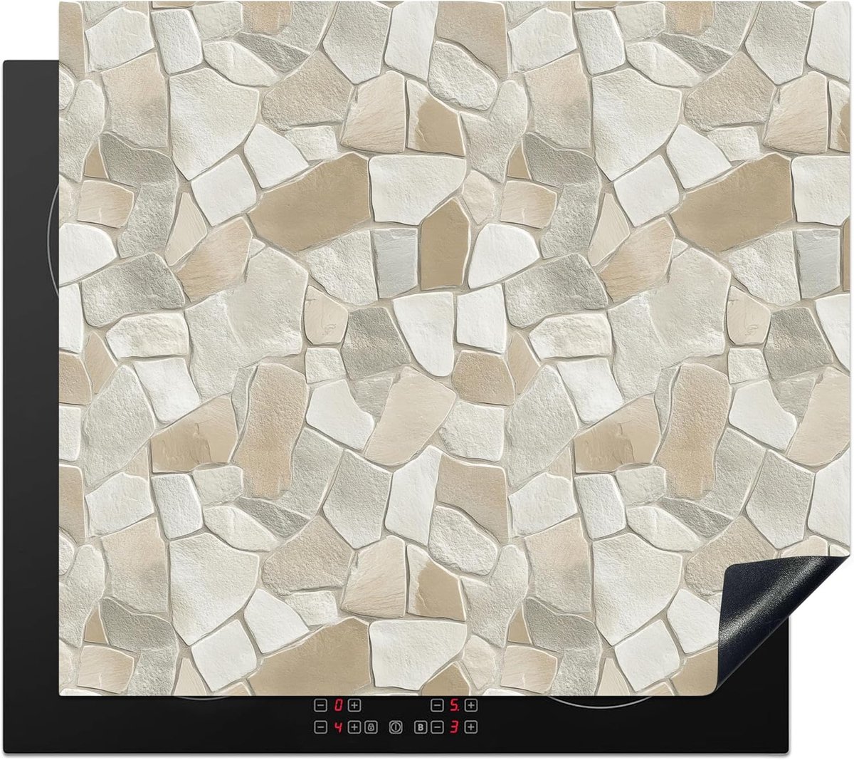 SnelShoppen - Inductiekookplaat Bescherming 59x52cm Keuken Decoratie Antislipmat - Mozaïek - Steen - Beige - Stoven, Koken, Keukenaccessoire