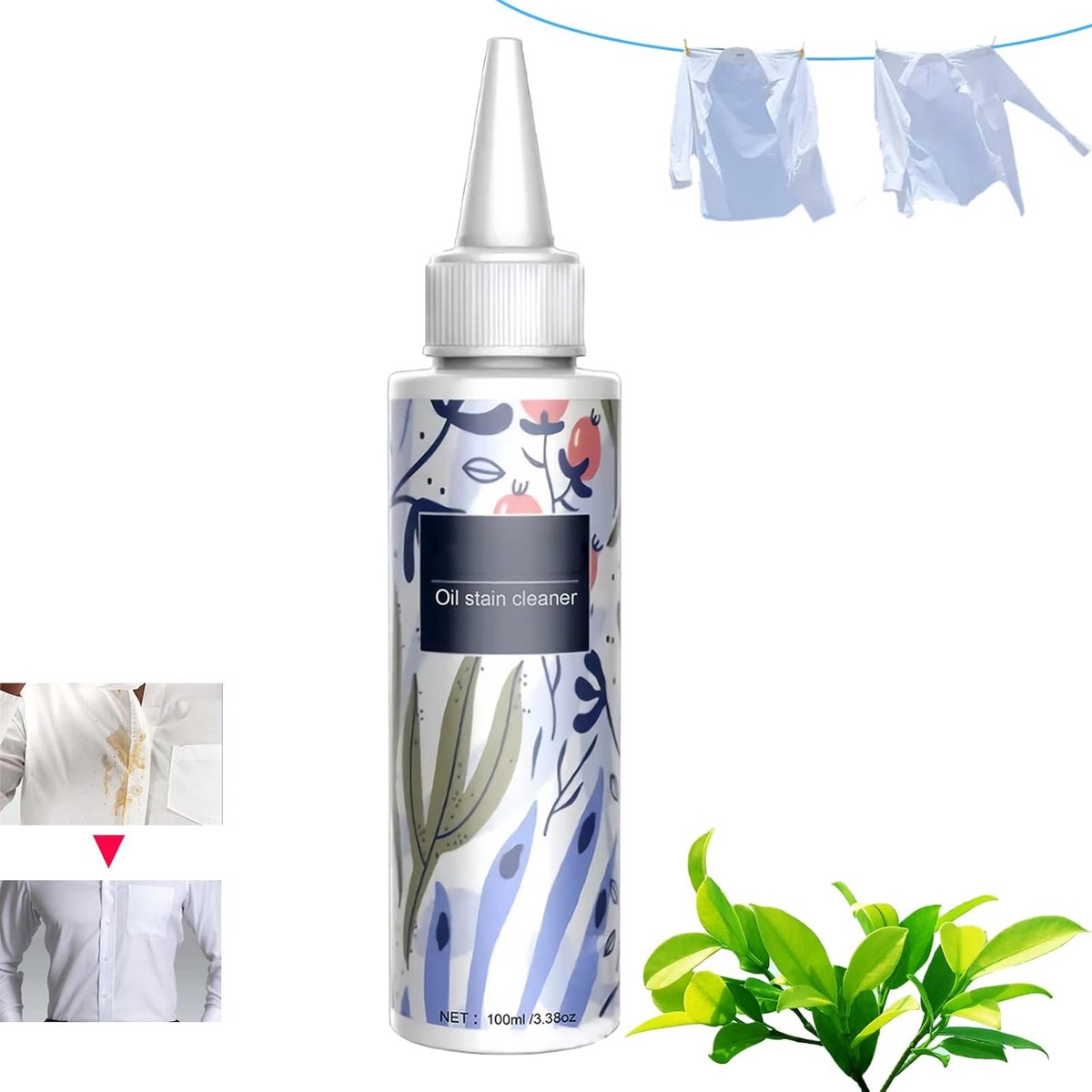 SnelShoppen - Stain Remover Vloeistof voor Kleding en Vloerkleden, Effectieve Vlekverwijderaar voor Olie, Koffie, Sap, Bloed, Veilig en Snelle Resulta