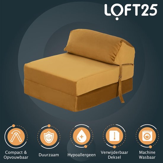 Opvouwbare Z-Stoel - Logeerbed Matras - Ontspannen Zitten - Ergonomisch Ontworpen - 60x168cm - Tumeric — afbeelding 3