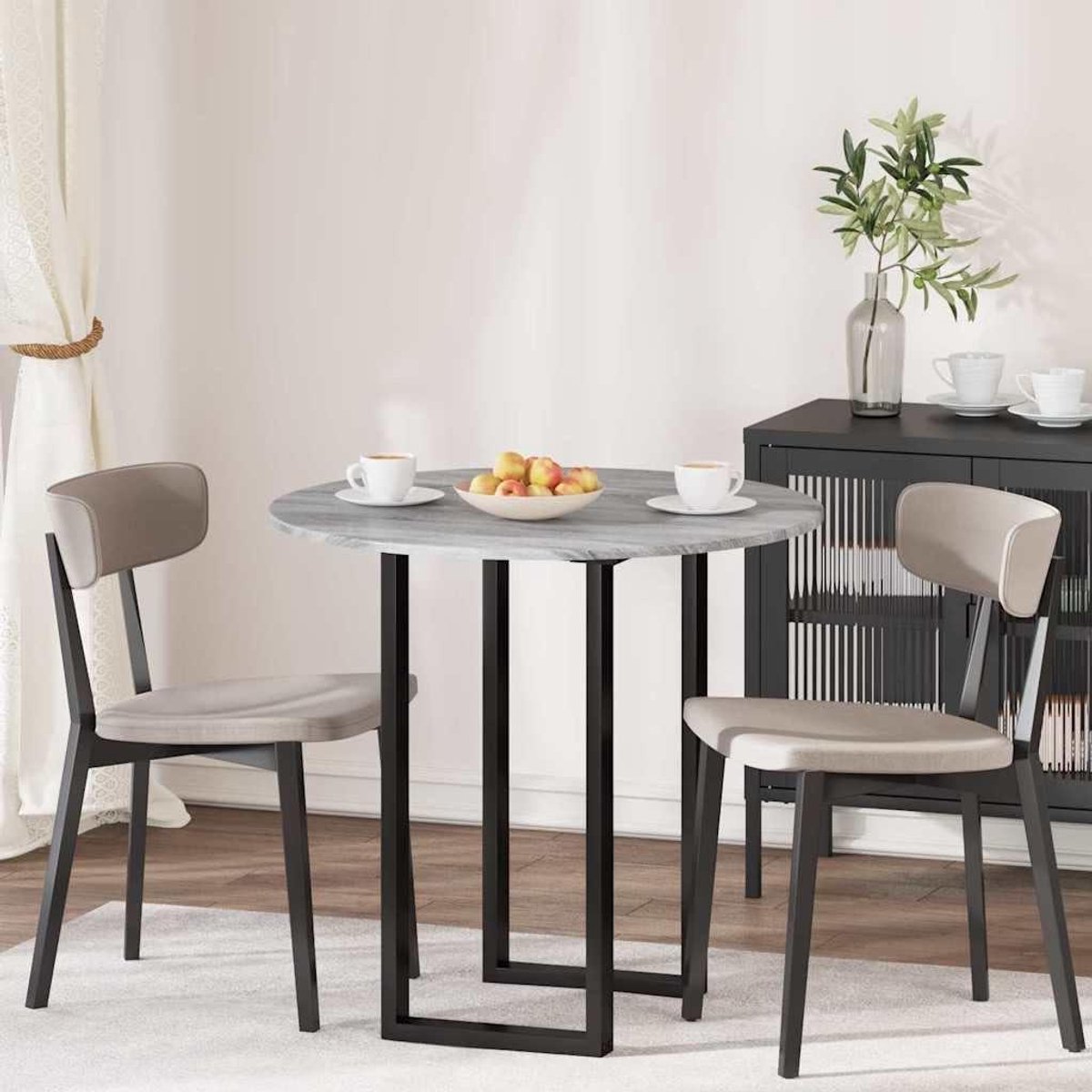 Rond tafelblad - Houten blad - Buiten zitten - Minimalistisch design - 80x80 cm - Grijs Sonoma