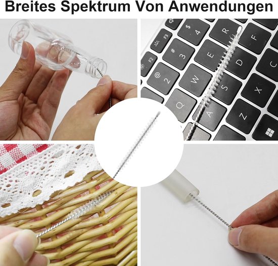 5 stuks stroborstel, reinigingsborstel, dunne flessenborstel, witte melkslangborstel voor theepotmondstuk, espressomachines (23 cm) — afbeelding 4
