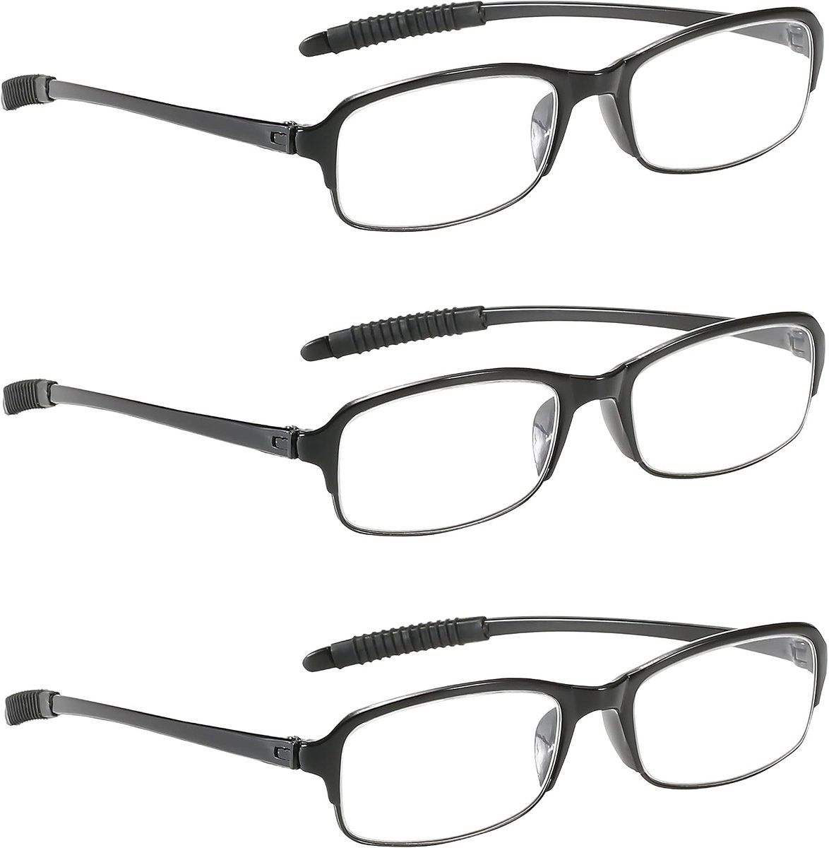 flexibele leesbril (3-pack), schokbestendig, krasbestendig, antislip, unisex (dames en heren), diverse kleuren, sterkte +1,0, +1,5, +2,0, +2,5, +3,0, +3,5, +4,0