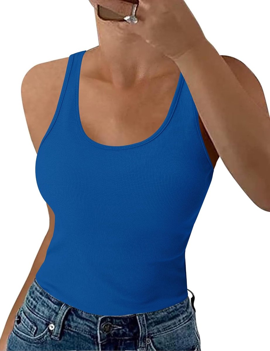 Tanktop voor dames, zomer, slim fit, bovenstuk, mouwloos, geribbeld, basic shirt, ronde hals, vest, katoen, tops, sexy, casual, effen