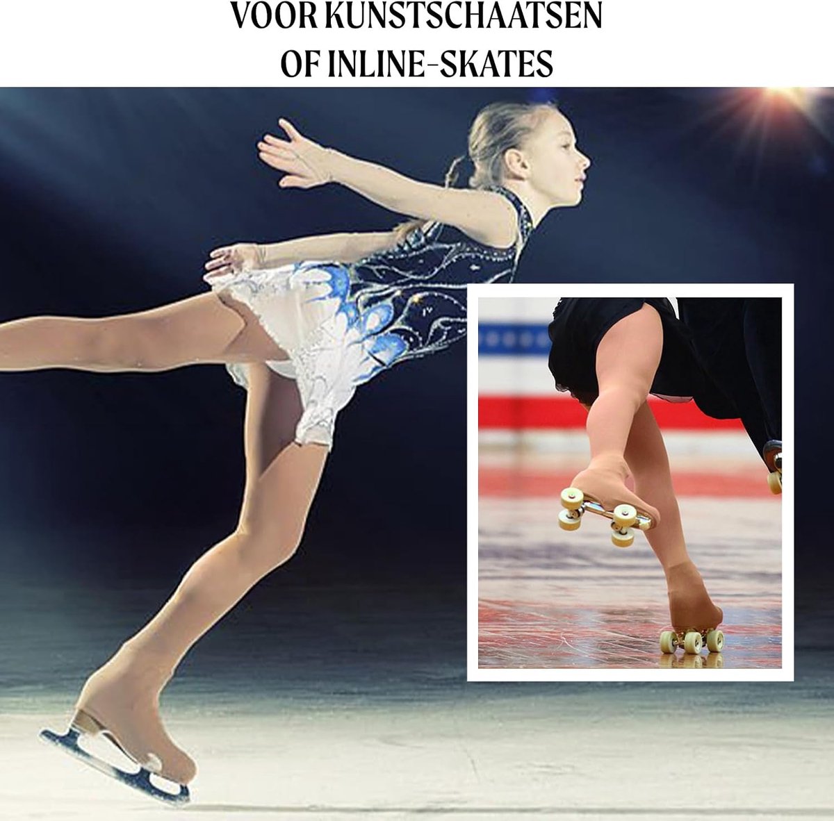 Calzitaly Professionele rolschaatsen en schaatsen panty met voet | overboot panty | huidskleur, zwart, karmozijn| 6, 8, 10, 12 jaar | 70 denier | Made in Italy meisjes Naadloos