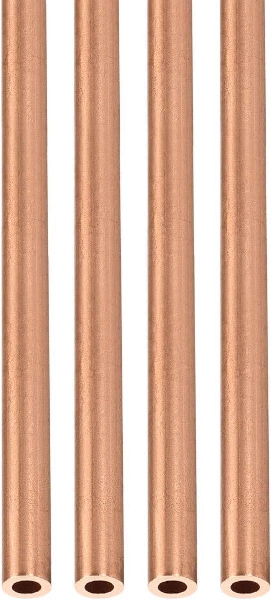 5 mm x 1 mm x 300 mm (ADxWand TxL) koperen buis - 4 stuks - goed voor machine-uitrusting zelfbouw decoratief frame - ronde metalen slangen