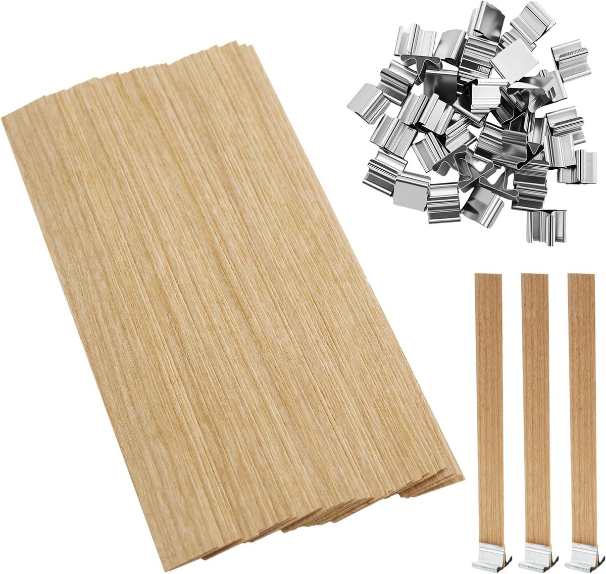 40 Ensembles Meche Bougie Bois Avec 40 Bases en Métal, 13mm x 130mm Mèche de Bougie en Bois Trimble voor de Fabrication van Bougies Parfumées, Meches Accessoires