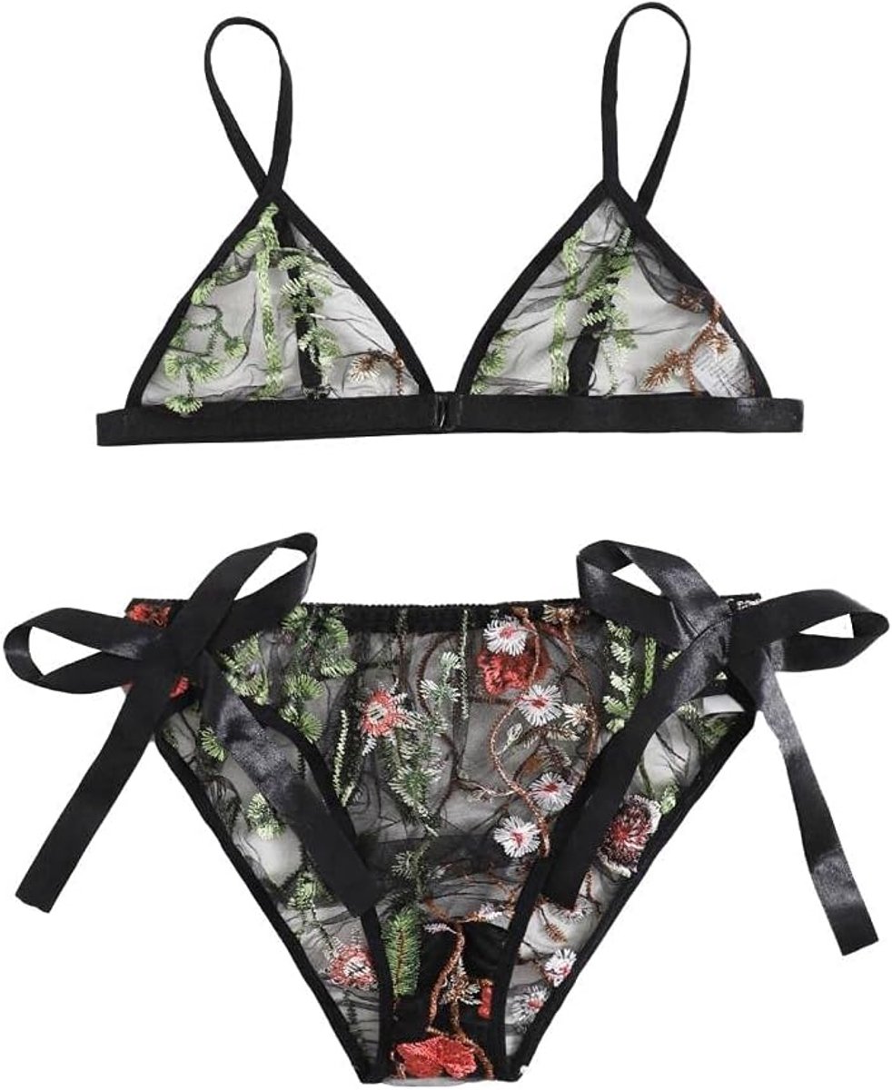 lingerie & ondergoed Transparant Kant Lingerie Vrouwen Sexy Ondergoed Thong Hollow Bandage set