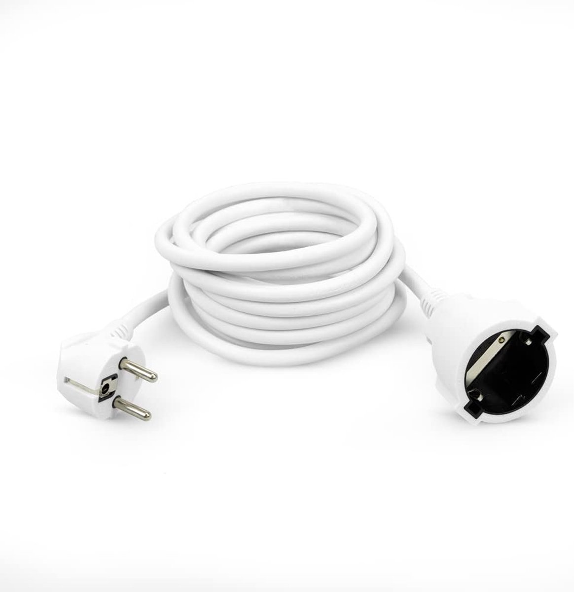 SnelShoppen - Verlengsnoer 5 m Wit met Aardingscontact tot 16 Ampère (3680 W) - Schuko Stopcontact met Kindveiligheid voor Thuis, Tuin, Camping en Fee
