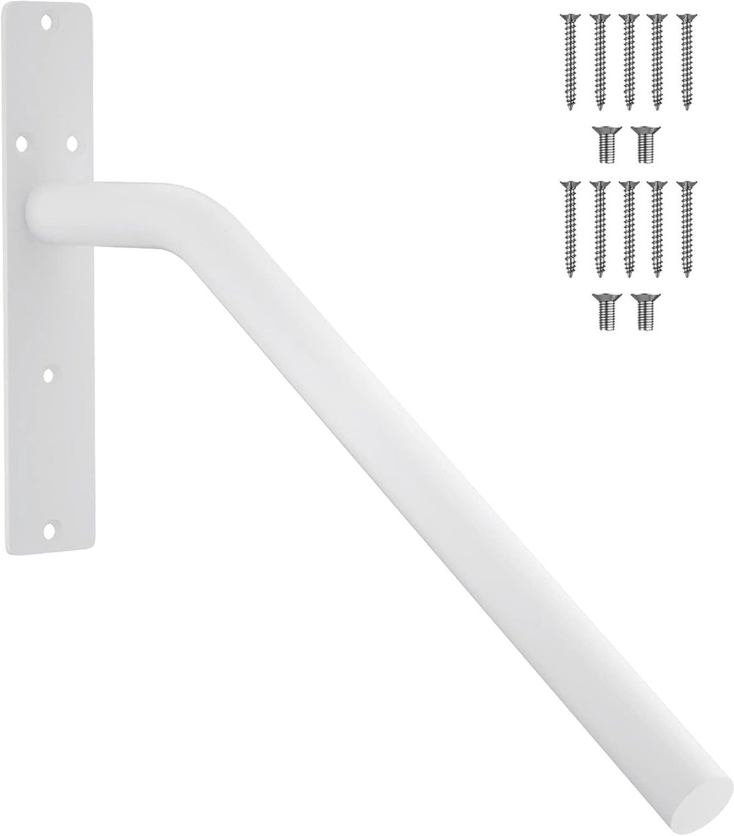gemonteerde heavy duty trapleuning, gelegeerd staal grijpstang voor buitentrappen, leuning voor 1-3 traptreden, ideaal voor veranda, garage, tuin gebruik (Wit)