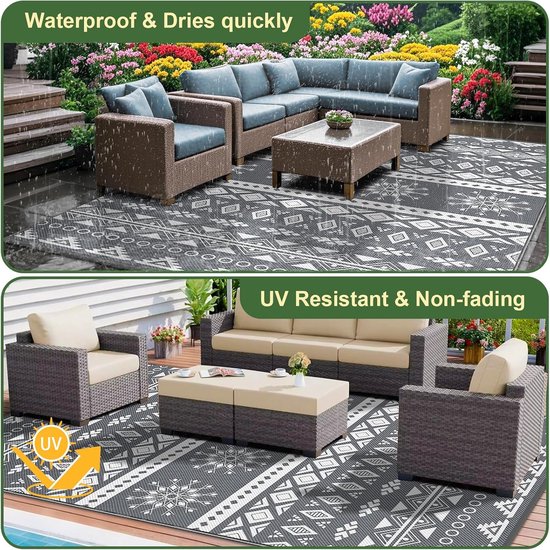 Outdoor Kleed - Tuin Tapijt - Buiten Leven - Waterproof & UV Bestendig - 150x240cm - Beige van OutDoor — afbeelding 3