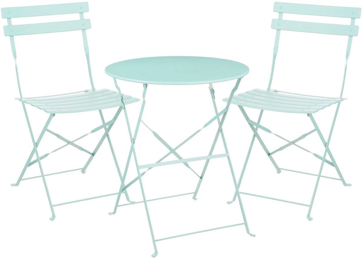 Bol.com Mica Decorations Laurence Bistroset Metaal - Set van 3 - Tuinstoelen en Tuintafel - Balkonset 2 Personen - Bistrotafel R... aanbieding