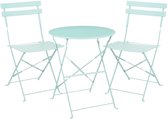 Mica Decorations Laurence Bistroset Metaal - Set van 3 - Tuinstoelen en Tuintafel - Balkonset 2 Personen - Bistrotafel Rond en Bistrostoel Bistro Set - Lichtgroen
