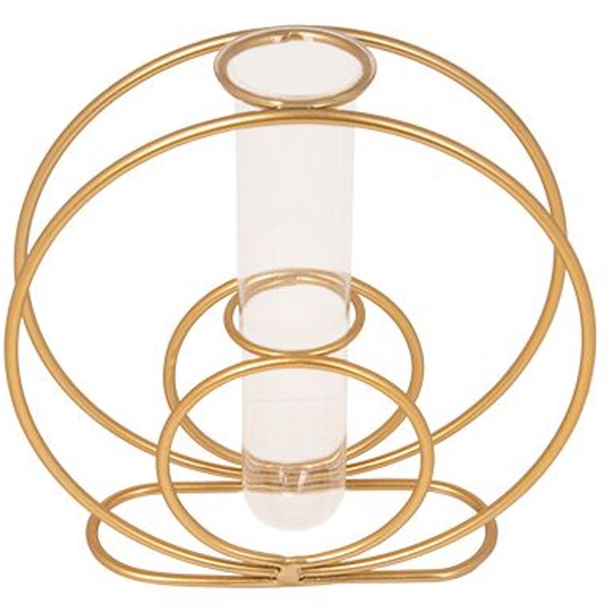 Vaas Double Circle Glass Tube 4x15cm Gou D 15x4,5xh15cm Rond Metaal