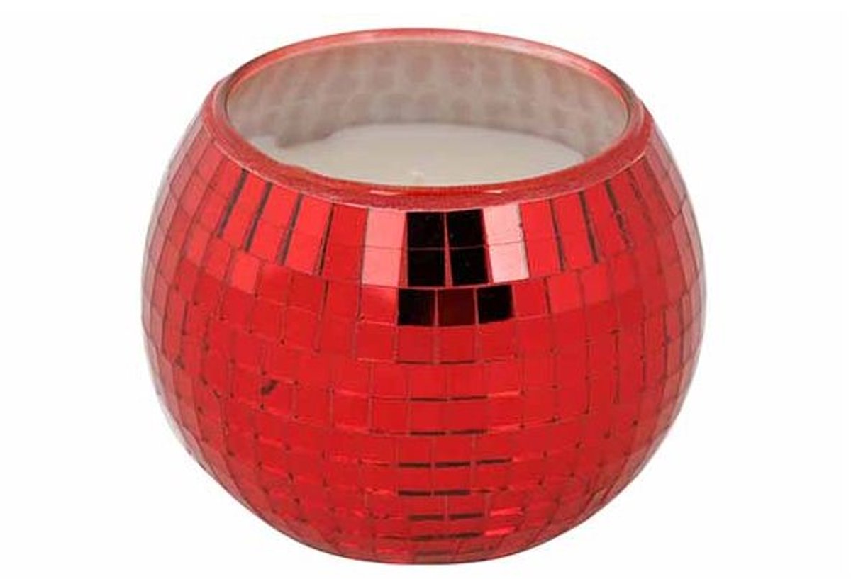 Geurkaars Disco Rood 8x8xh6cm Glas