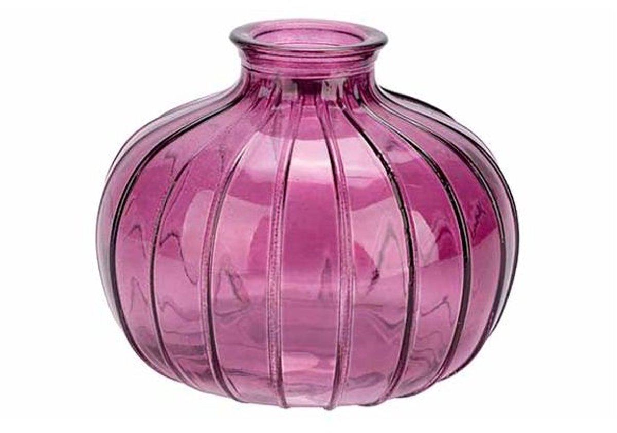 Vaas Paars 11x11xh9cm Bol Glas