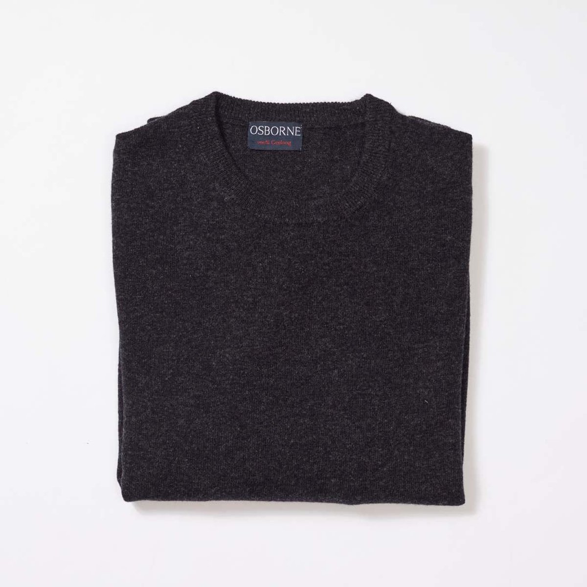 Osborne Knitwear Trui met ronde hals - Geelong wol - Charcoal - 2XL
