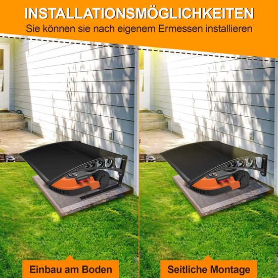 Dak voor robotmaaier, 106 x 87 x 50 cm, garage van polycarbonaat, carport, garage, overkapping voor robotmaaier, regenbescherming, uv-bescherming (zwart) — afbeelding 3
