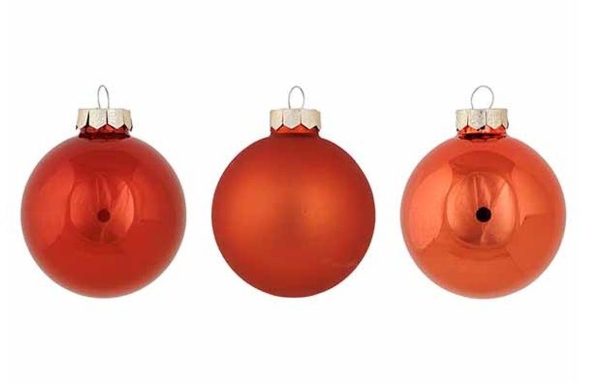 Kerstbal Set12 Shiny Matt Opal Oranje D8 Cm Glas