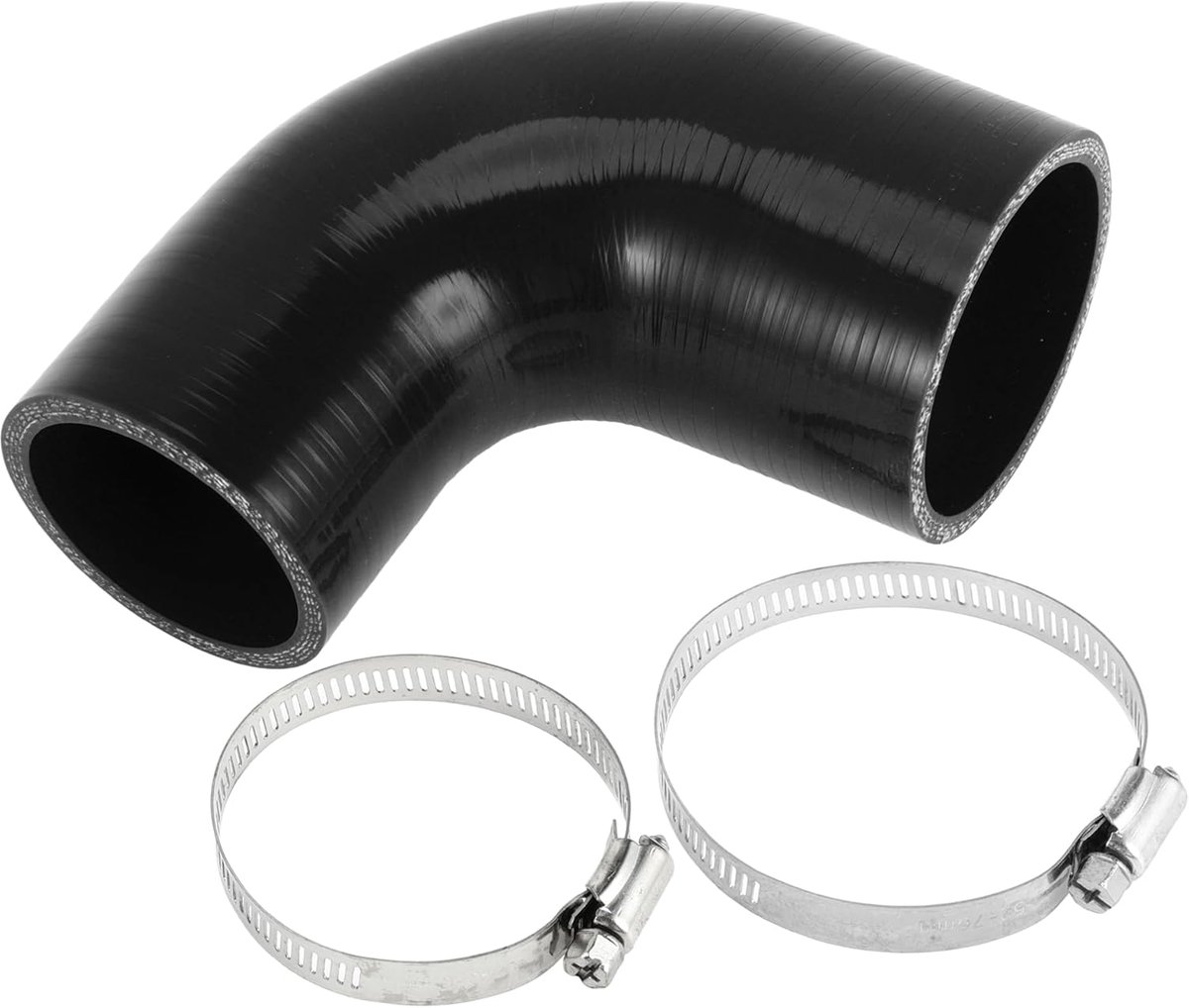 ABSOPRO 1 Set 51mm/2.01"-63mm/2.48" ID 90mm/3.54" Lengte 90 Graden Zwarte Auto Siliconen Slang Met Klemmen Koelslang Universeel