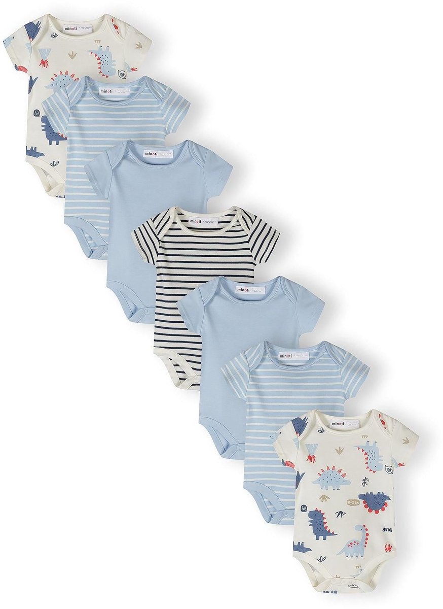 Minoti Baby rompertje jongens 7-pack dinosaurus - 100% katoen
