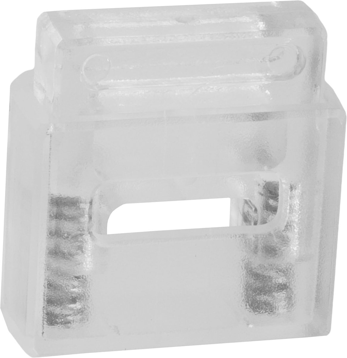- Lot van 12 vierkante veerklemmen met 1 gat - stopper trekkoord - opening 13 x 4 mm - van kunststof - kleur transparant wit
