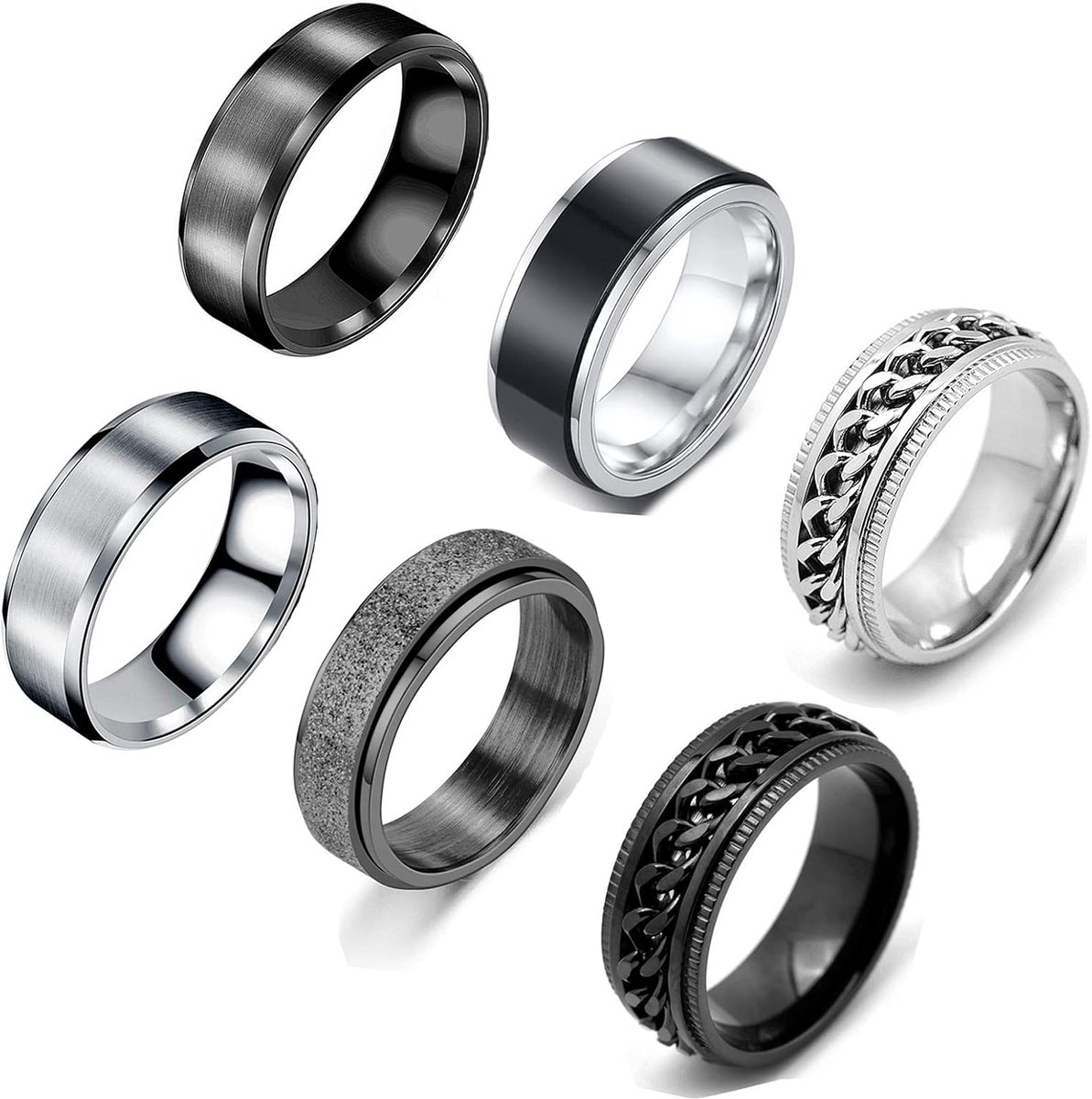 Ringen roestvrij staal vintage ketting ringen set punk gothic ring dames heren zwarte ring dames zwart stalen ringen set heren