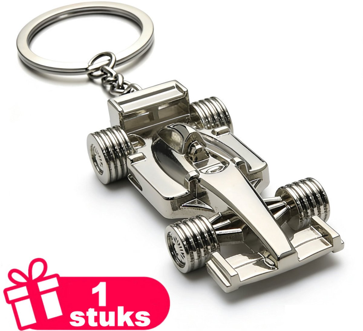 Decopatent - Premium Keychain - Formule 1 Sleutelhanger - F1 Raceauto Sleutelhanger - Metalen Racewagen Hanger - Cadeau voor Formule 1 Fans & Autosportliefhebbers - Zilverkleurig
