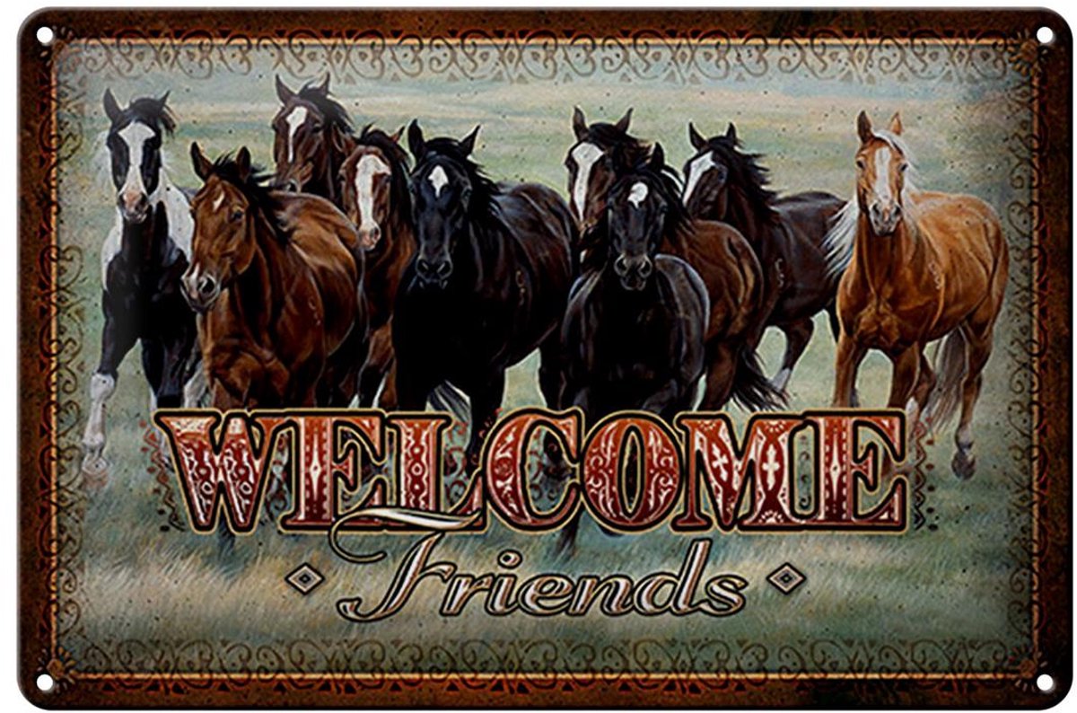 Blechschild Pferde 20x30cm welcome friends
