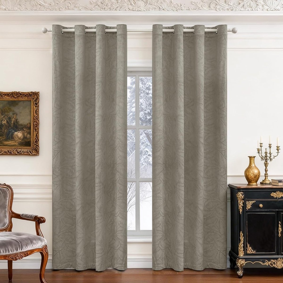 Fluwelen Gordijnen Verduisterend Set Van 2, 140 x 245 CM, Ondoorzichtige Gordijnen Met Ringen, Voor Woonkamer Slaapkamer, Gordijnen Warmte-en Koude-Isolerende Thermische, Camel