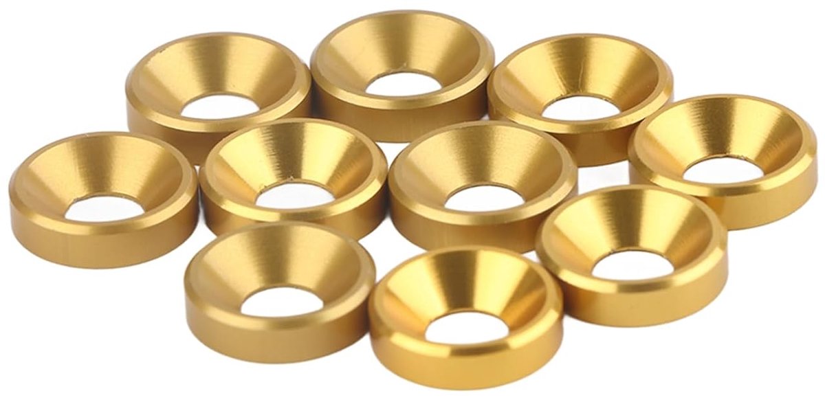 10st Verzonken Ringen Aluminium Anodiseren Platte Kop Wasmachine Pakking M4 (Geel)