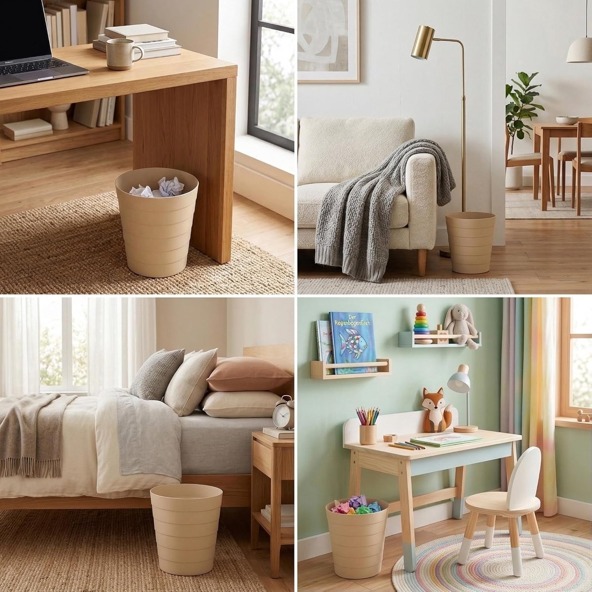 Afvalbak 9L - Apricot - Compact design - Ideaal voor kinderkamer of kantoor - ShopVlot