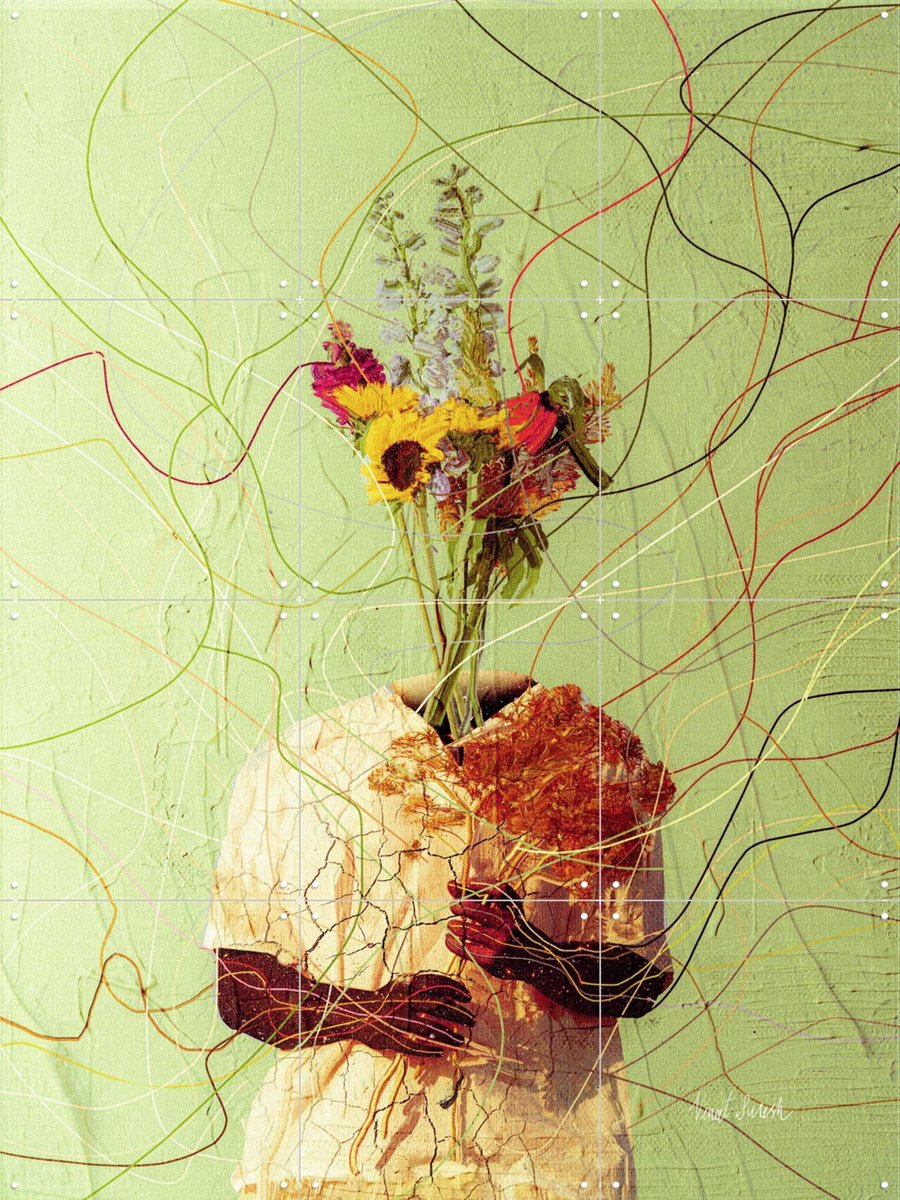 IXXI Flower Veins, Vineet Suresh - 60 x 80 cm - Gratis ophangtool - Grote wanddecoratie en posters - Abstract, Kleurrijk, Surrealisme, Speels, Modern