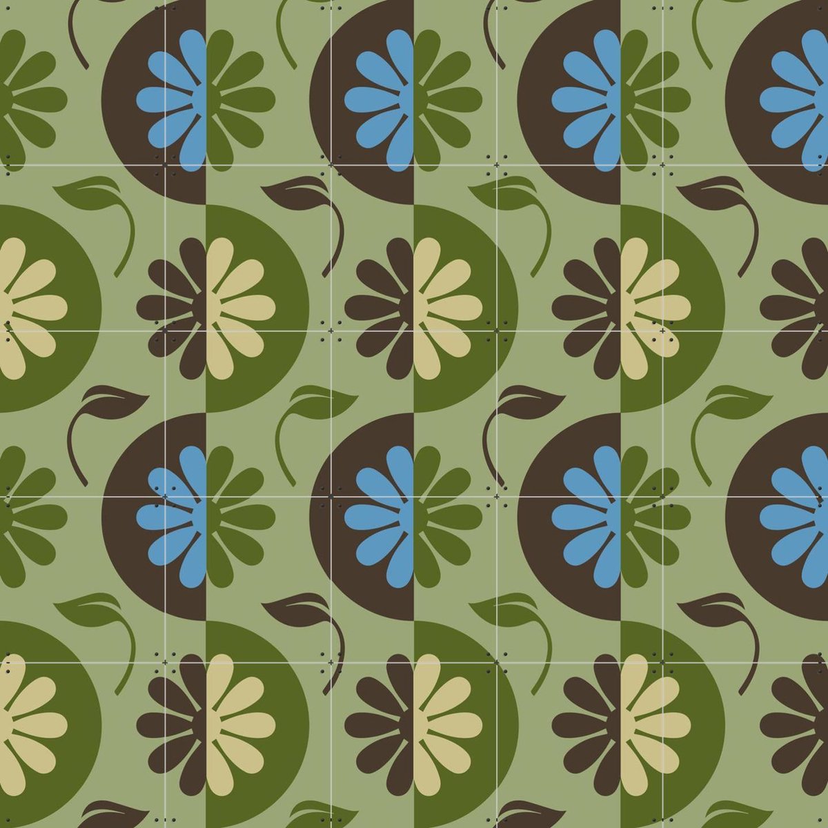 IXXI Floral DNA Pattern 5, Alejandro B. Canoy - 100 x 100 cm - Gratis ophangtool - Grote wanddecoratie en posters - Retro, Woonkamer, Eetkamer