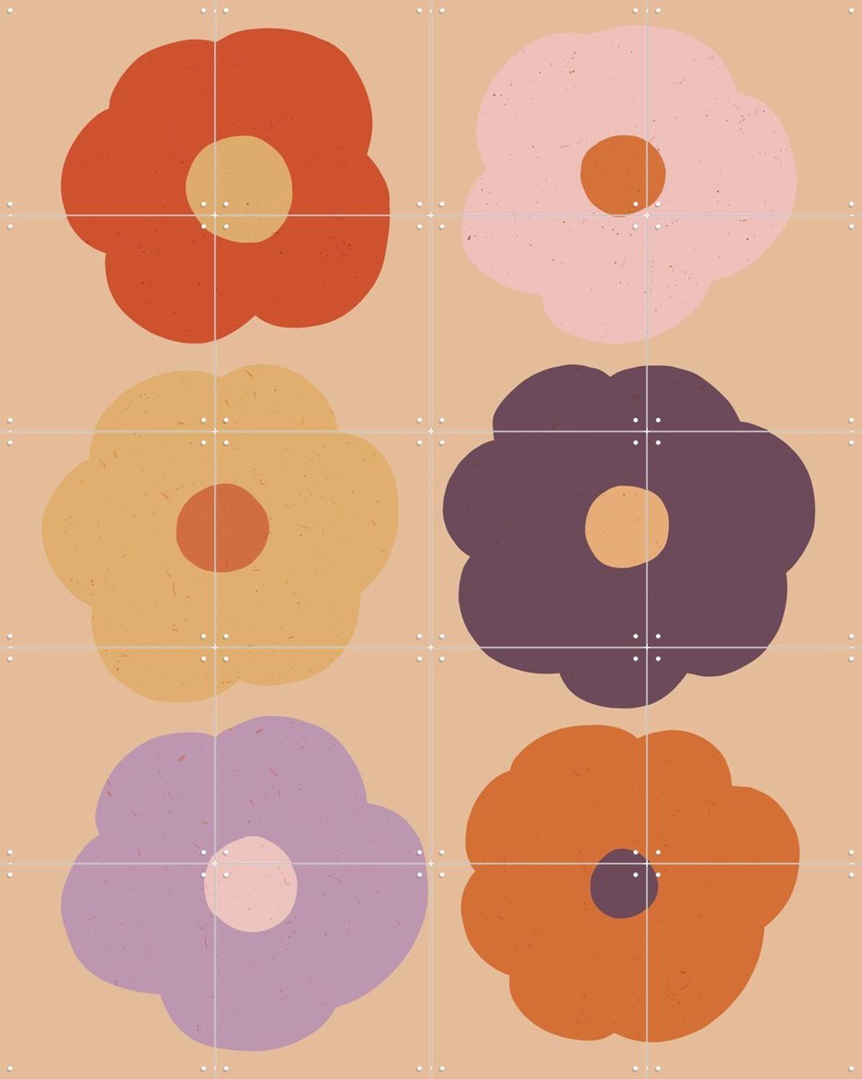 IXXI Flower Power, Lotte Dirks - 80 x 100 cm - Gratis ophangtool - Grote wanddecoratie en posters - Minimalisme, Illustraties, Kinderkamer