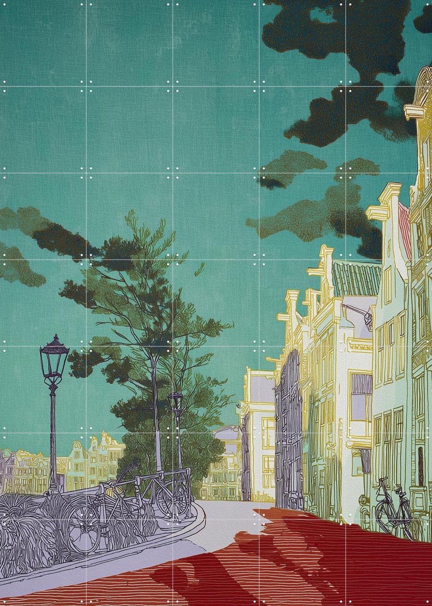 IXXI Amsterdam 4, Artclaud - 100 x 140 cm - Gratis ophangtool - Grote wanddecoratie en posters - Kleurrijk, Street art, Pop art, Speels, Modern