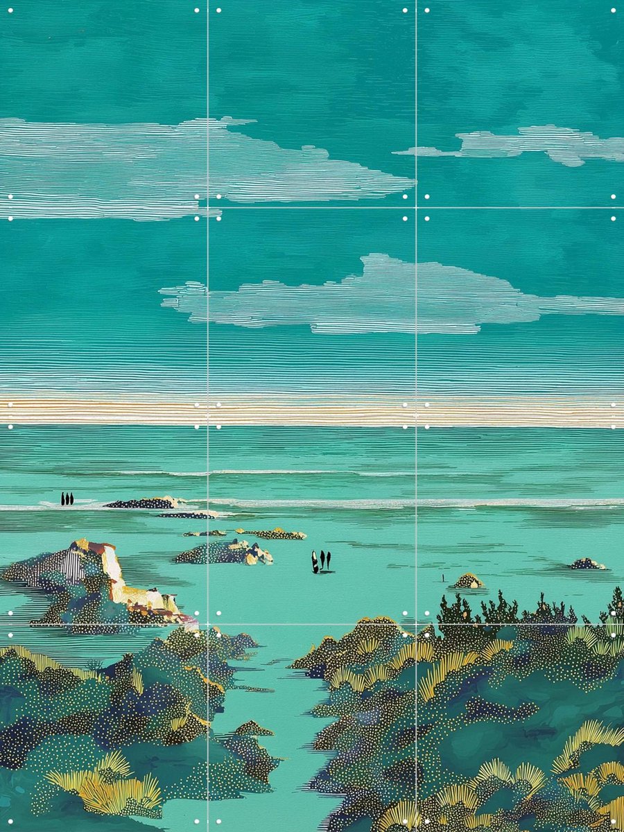 IXXI Strand 4, Artclaud - 60 x 80 cm - Gratis ophangtool - Grote wanddecoratie en posters - Kleurrijk, Illustraties, Digitale Kunst, Modern