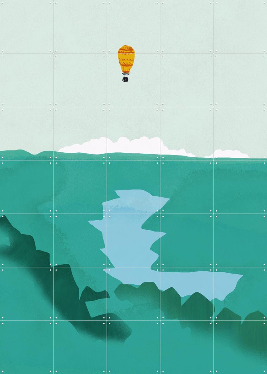 IXXI Hot Air Balloon Wanderlust, Little Dean & Various - 100 x 140 cm - Gratis ophangtool - Grote wanddecoratie en posters - Digitale Kunst