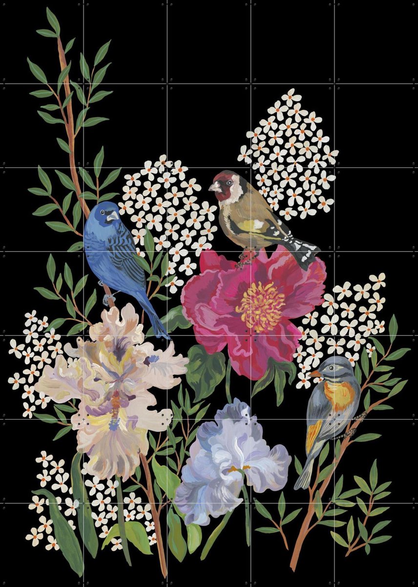 IXXI The Goldfinch and Flowers, Nathalie Lété - 100 x 140 cm - Gratis ophangtool - Grote wanddecoratie en posters - Schilderijen, Woonkamer, Eetkamer