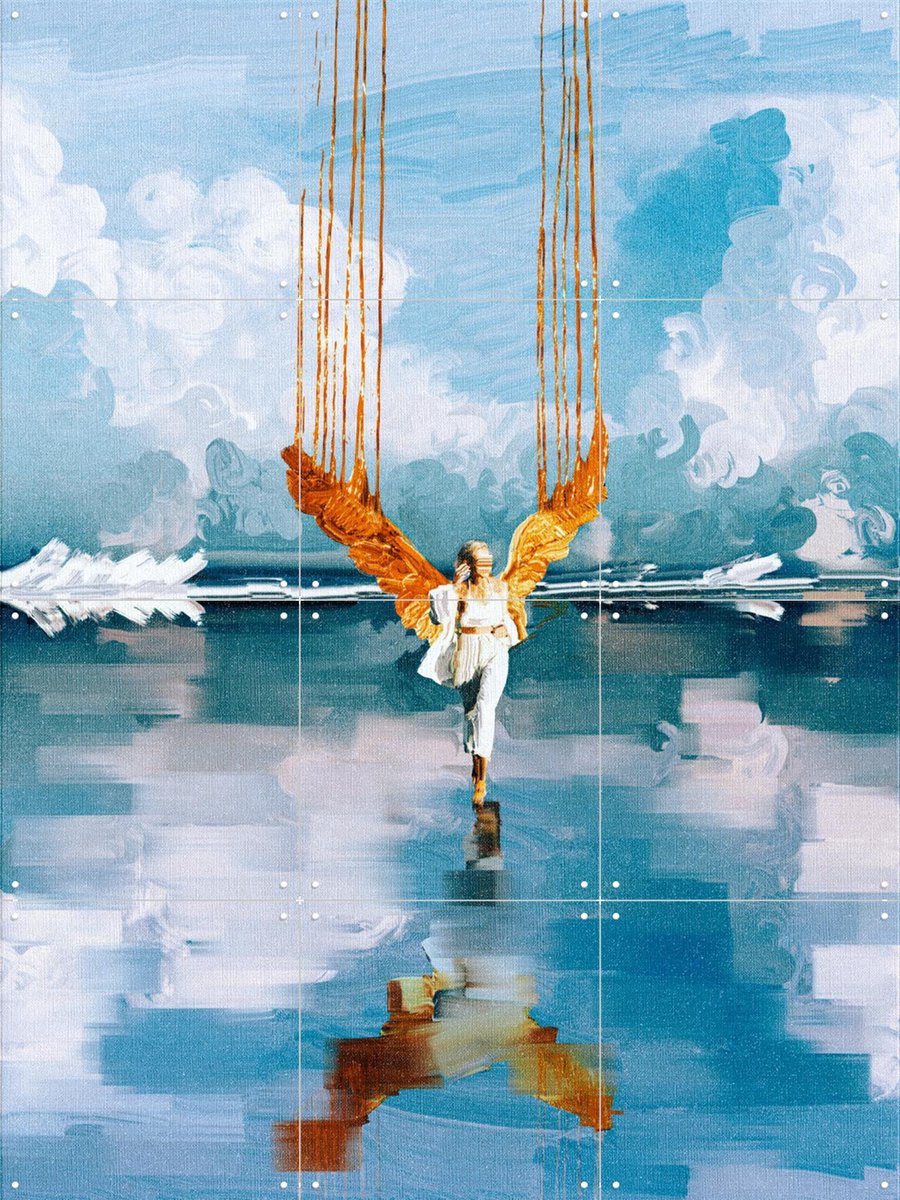 IXXI Angelwings, Vineet Suresh - 60 x 80 cm - Gratis ophangtool - Grote wanddecoratie en posters - Kleurrijk, Surrealisme, Modern, Geometrische Kunst