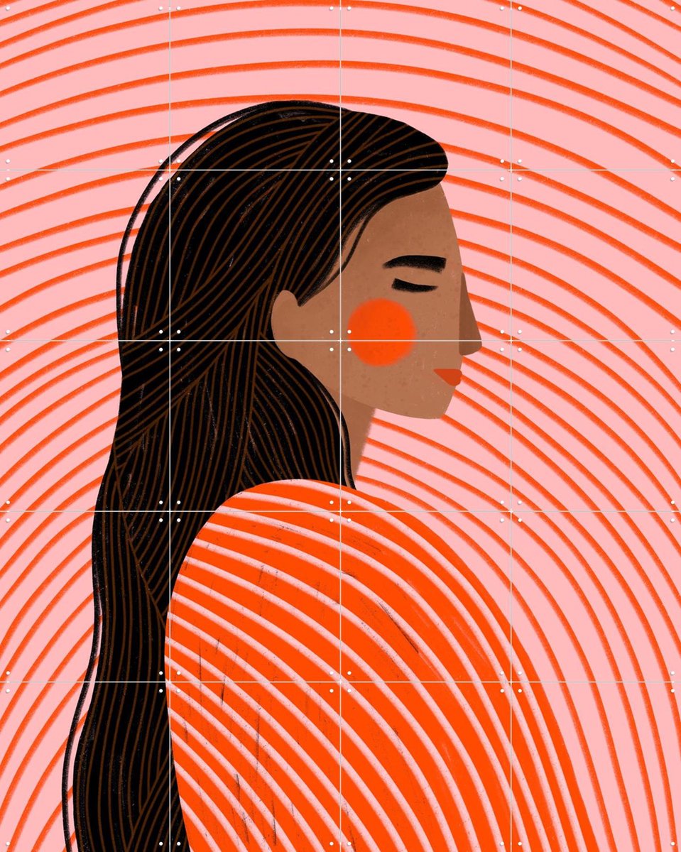 IXXI The Woman With The Lines, Bea Müller & Various - 80 x 100 cm - Gratis ophangtool - Grote wanddecoratie en posters - Line art, Kleurrijk