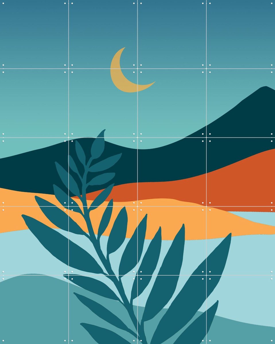 IXXI Mediterranean Twilight, Kristian Gallagher & Various - 80 x 100 cm - Gratis ophangtool - Grote wanddecoratie en posters - Kleurrijk, Digitale