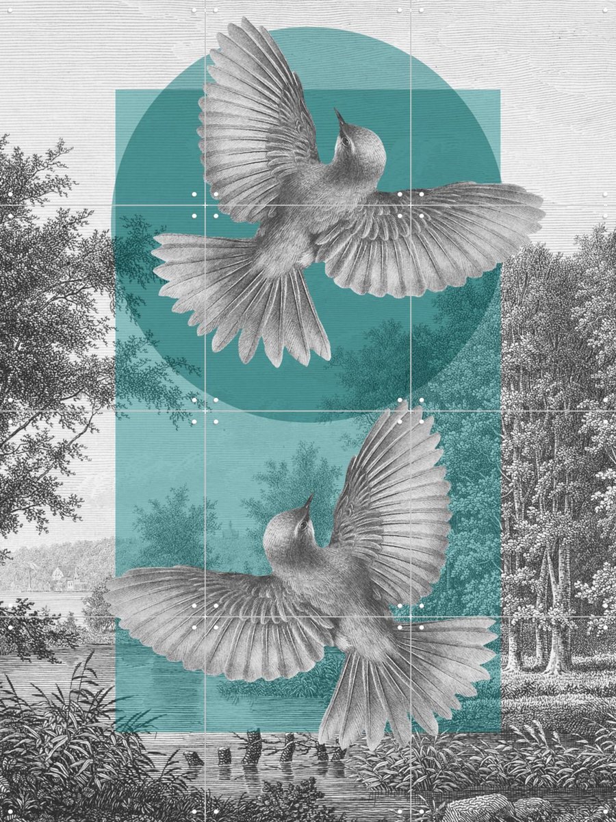 IXXI Vintage Forest, Marja van den Hurk - 60 x 80 cm - Gratis ophangtool - Grote wanddecoratie en posters - Modern, Abstract, Collage, Illustraties