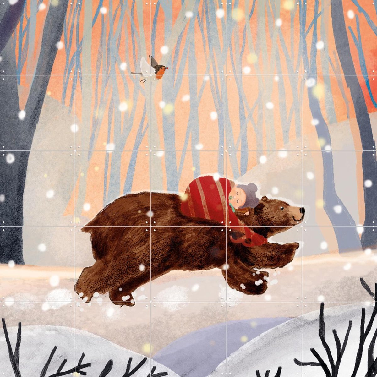 IXXI Winterbaby, Esther Sepers - 100 x 100 cm - Gratis ophangtool - Grote wanddecoratie en posters - Fantasierijk, Speels, Illustraties, Kinderkamer