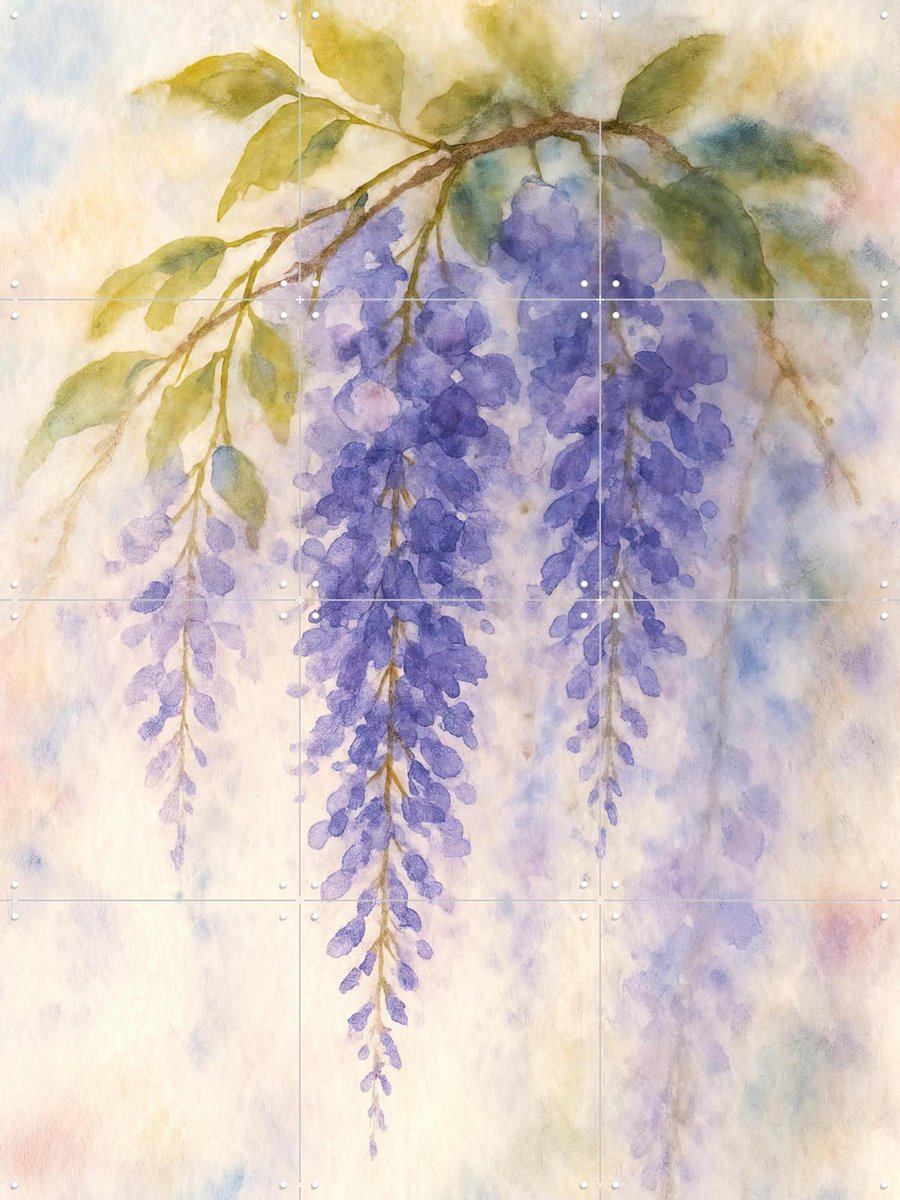 IXXI Blauwe Regen in Pastel Kleuren, Natalie Bruns - 60 x 80 cm - Gratis ophangtool - Grote wanddecoratie en posters - Aquarel, Studeerkamer