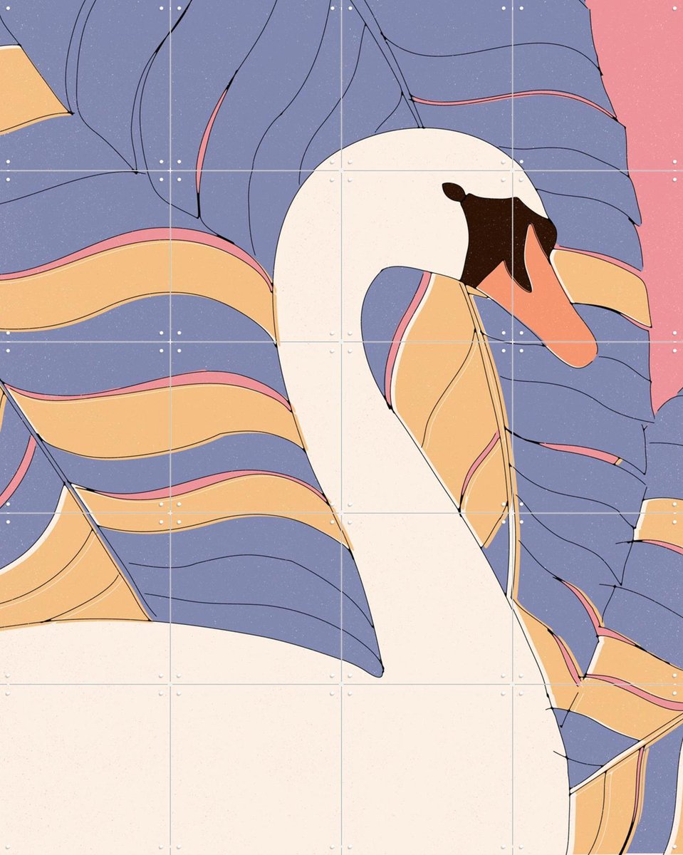 IXXI Copenhagen Swan, Florent Bodart - 80 x 100 cm - Gratis ophangtool - Grote wanddecoratie en posters - Speels, Modern, Kleurrijk, Minimalisme