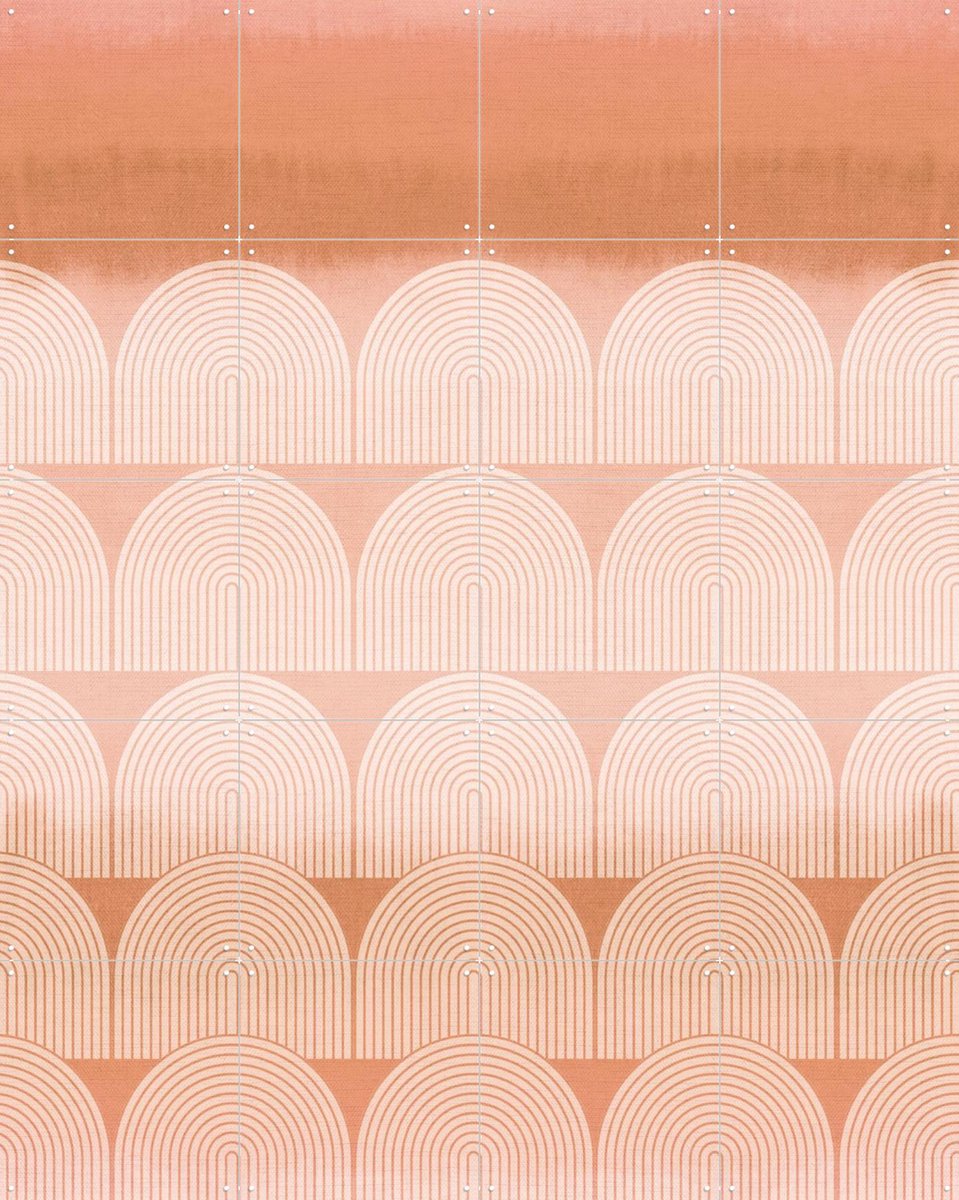 IXXI Mid Century Retro Arches Terracotta Sunset, Bloomery Decor - 80 x 100 cm - Gratis ophangtool - Grote wanddecoratie en posters - Geometrische