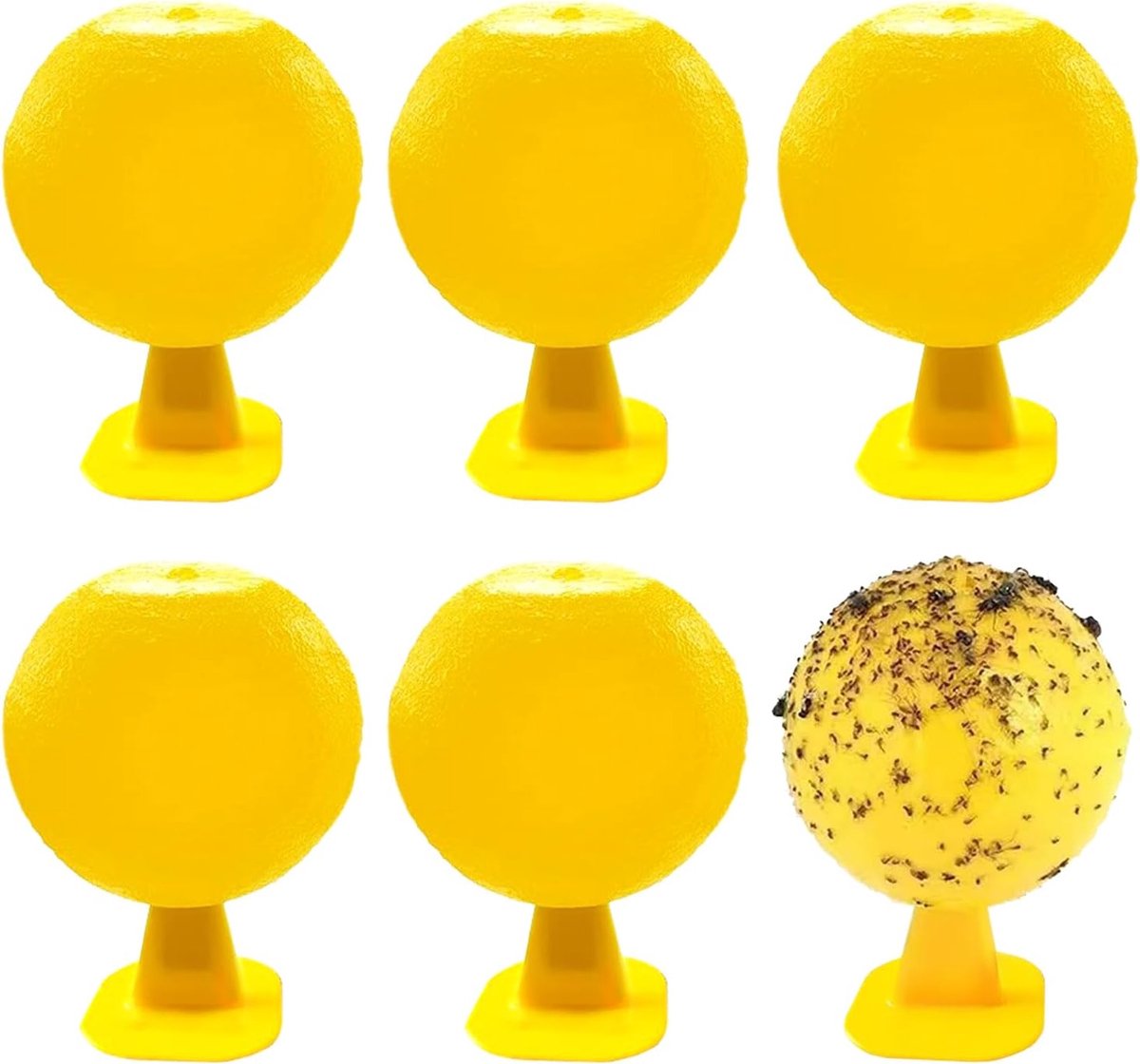 Set van 6 vliegenvallen - 12*7,5*7,5 cm - Geel - Fruitvliegenval - Vanger voor vliegende insecten - Superkleverige fruitvliegenval - Kleverige insectenbal - Geschikt voor diverse binnen- en buitenlocaties, zoals keukens, woonkamers, tuinen, enz.
