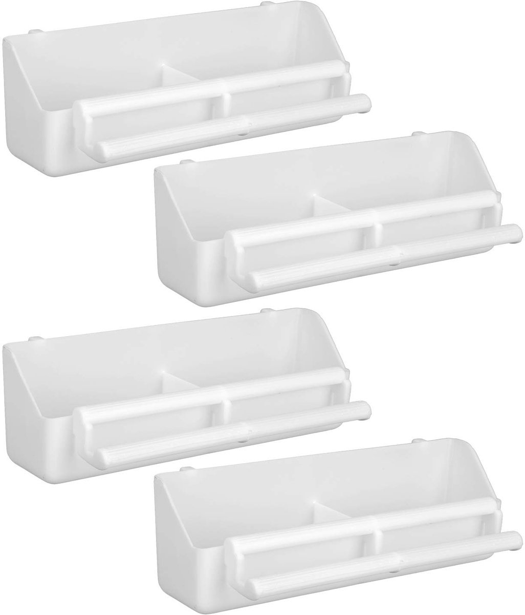 Voerbak voor Vogels, Dubbele Plastic Voerbeker, Hangende Zaad Water Feeders Dispenser Staand Frame, Papegaai Dwergpapegaai Duif Kanarie Grasparkiet Mus